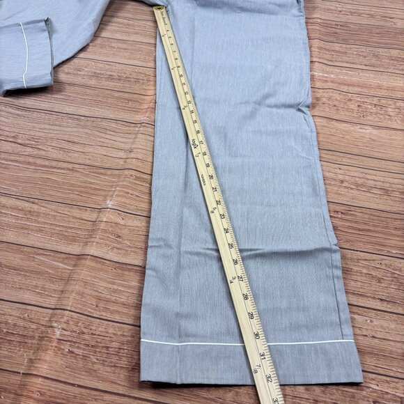 Mens Bonsoir London 100% Cotton Gray Pajama Set With White Piping - Picture 12 of 16